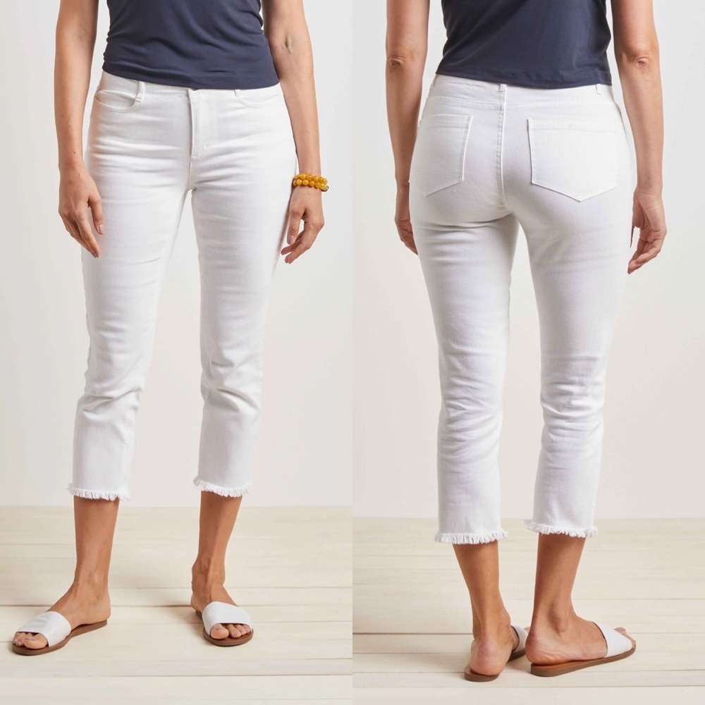 New Habitat Sz 14 Cropped White Jean Raw Edge Style # 11177